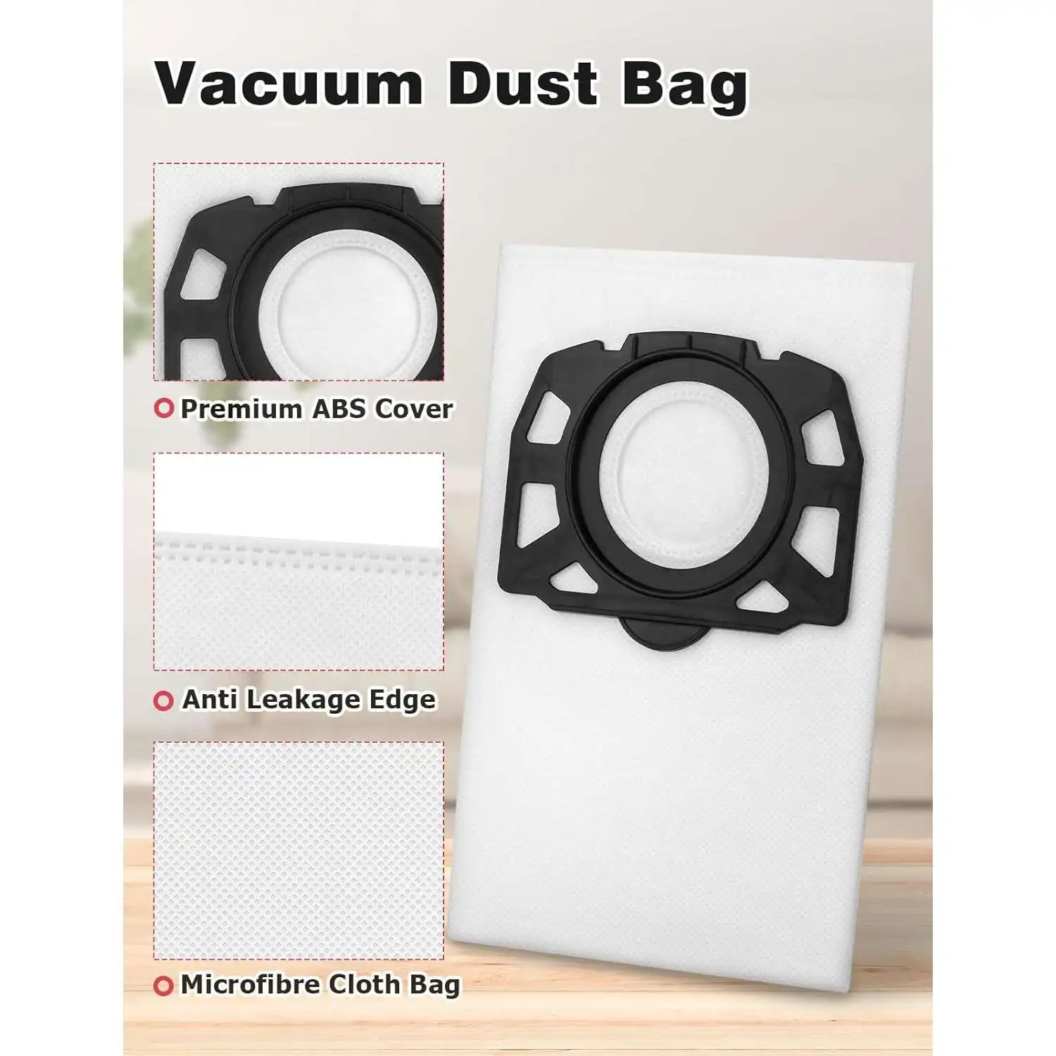Vacuum Cleaner Bags for Karcher WD2 Plus, WD 3, KWD 1, MV 3, SE 4001, SE 4002 Wet & Dry Vacuum Cleaner, KFI 357, 2.863-314.0