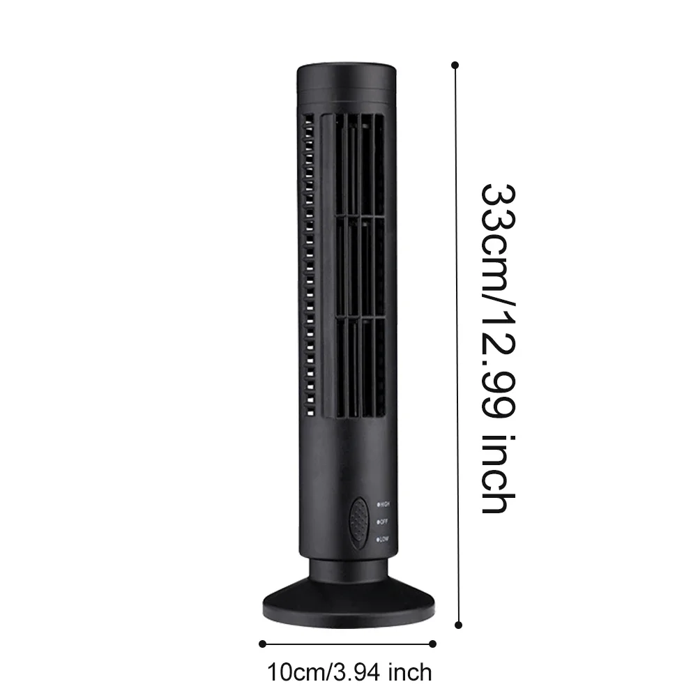 LED Tower Fan Air Bladeless Cooling Fan 2 Gear Speed Mini Vertical Conditioner USB Portable Stand Up Tower Fan for Home Office