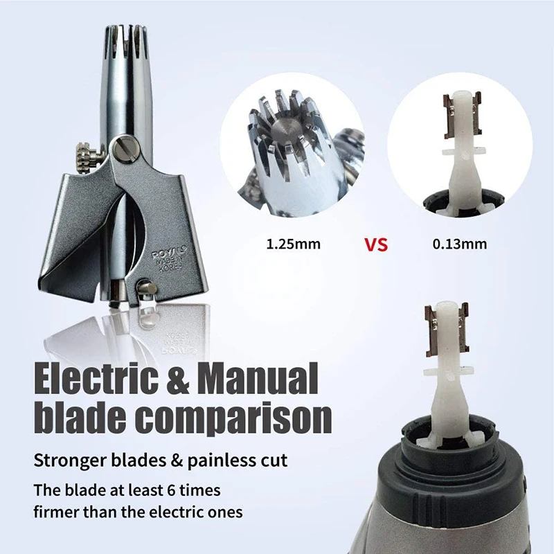 Nose Hair Trimmer Stainless Steel Manual Men's Nose Hair Shaver Nose Hair Cleaner Noiseless Razor