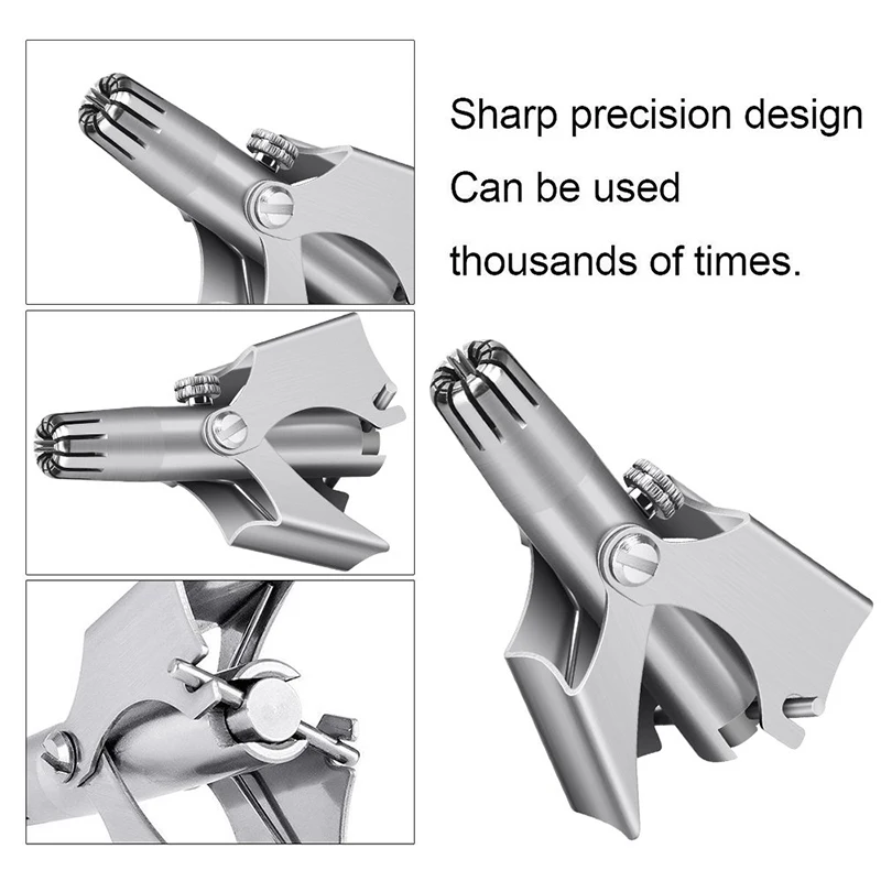 Nose Hair Trimmer Stainless Steel Manual Men's Nose Hair Shaver Nose Hair Cleaner Noiseless Razor