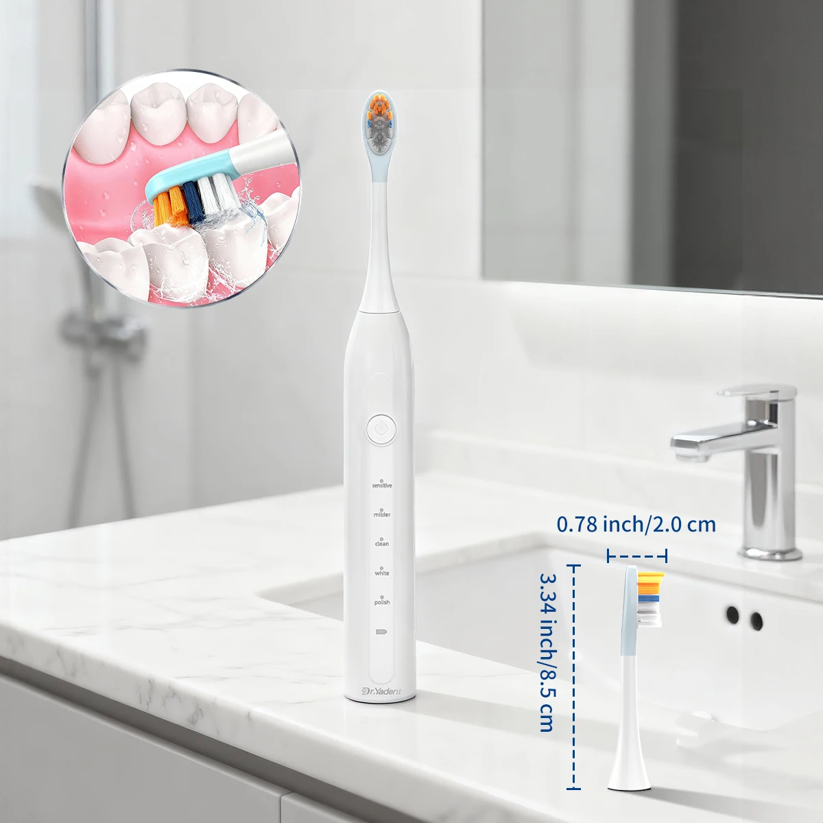 Dr.Yadent YD02/04 Replacement Brush Heads 4pcs/Pack Soft Gel Coated Designed for Sensitive Gum Care Soft Bristle 1 Year Supply