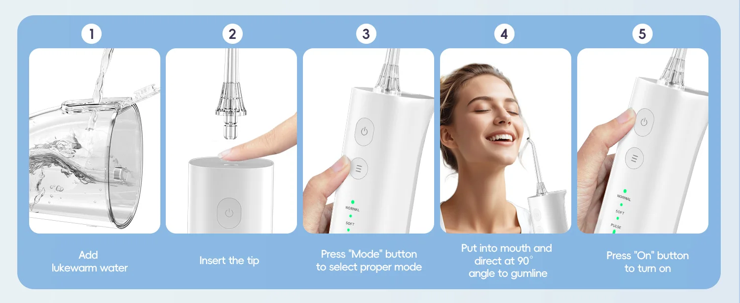 New Water Floss F29/D52 Portable Water Flosser USB Rechargeable Oral Water Jet Pick Flosser 4 Jet Tip Teeth Cleaner