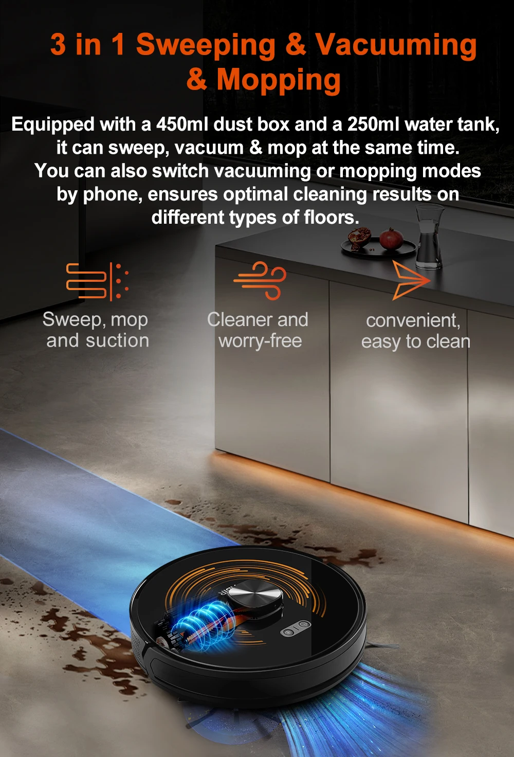 Robot Vacuum Cleaner ABIR X9,Dual UV Cleaning,6500PA Suction,Auto Carpet Boost Tech,Multiple Floors Maps,Custom Wet Dry Clean