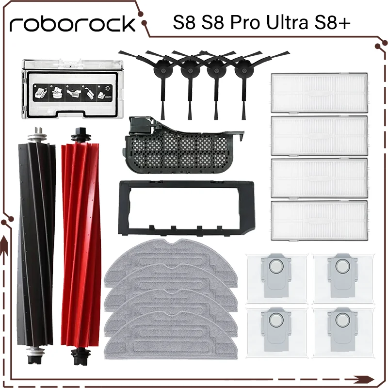 Roborock S8 Pro Ultra S8+ Main Side Brush Mop Cloths HEPA Filters Dust Bags Robot Vacuum Cleaner Parts Accessories
