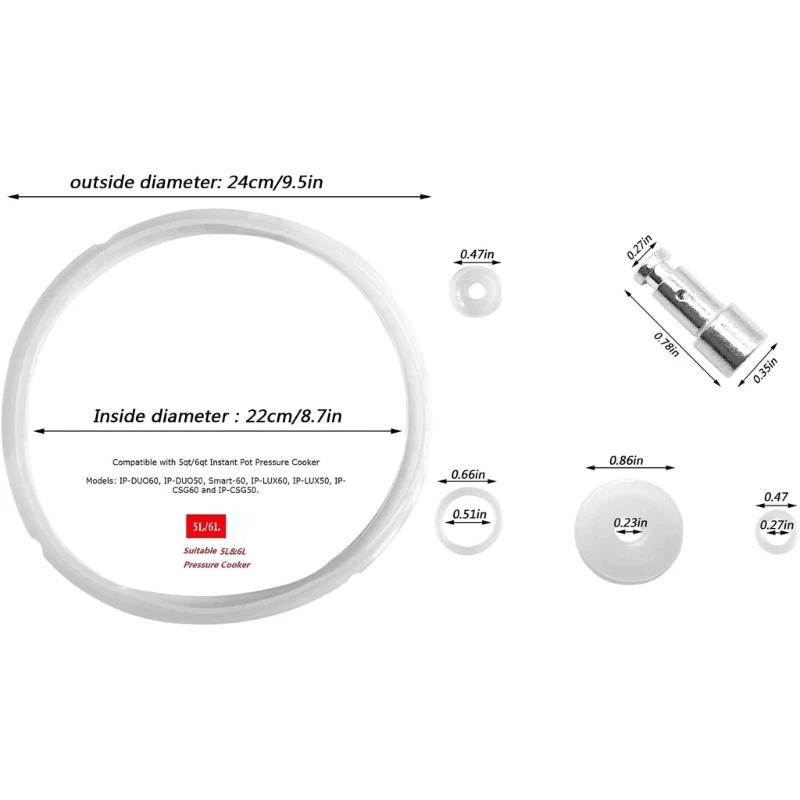 M7DF Silicone Seals Float and Gasket Set Essential Accessories Cooker Gasket Perfect for 5/6 Quart Electric Pressure Cookers