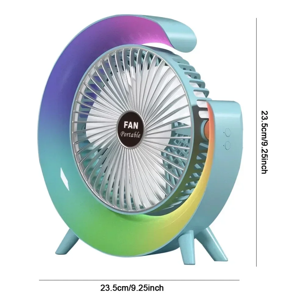 Portable Fan USB Rechargeable Fan LED 7 Colors Electric fan 180°Adjustable summer Camping fans 3 Speeds mini Fan for xiaomi Fan