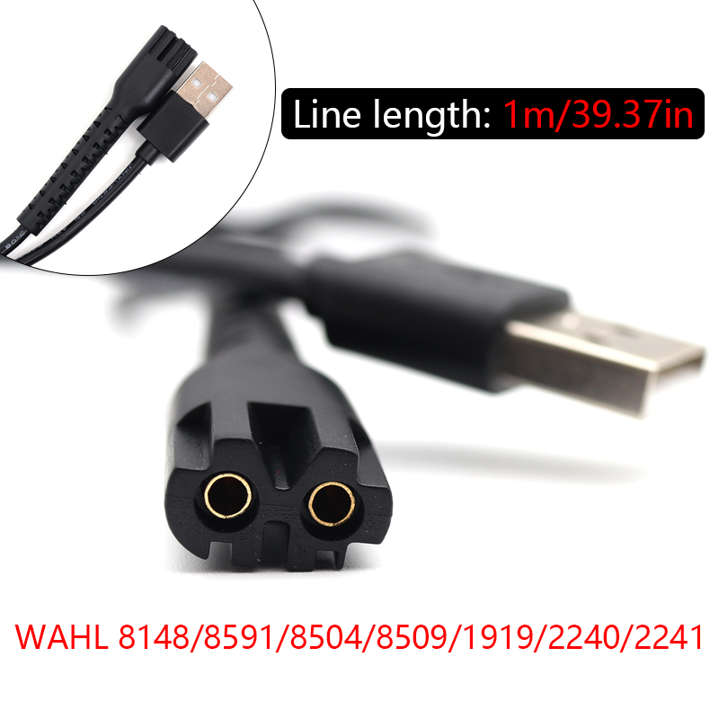 USB Charging Cable For Wahl 8148/8591/8504/8509/1919/2240/2241 Power Cord 1M Length Professional Hair Clipper Accessories