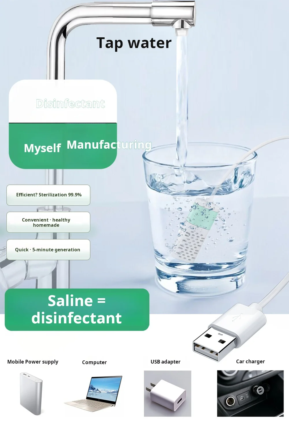 Disinfectant Generator, Sodium Hypochlorite Generator, Homemade 84 Disinfectant Water Sterilization Sterilizer, Disinfectant Mak