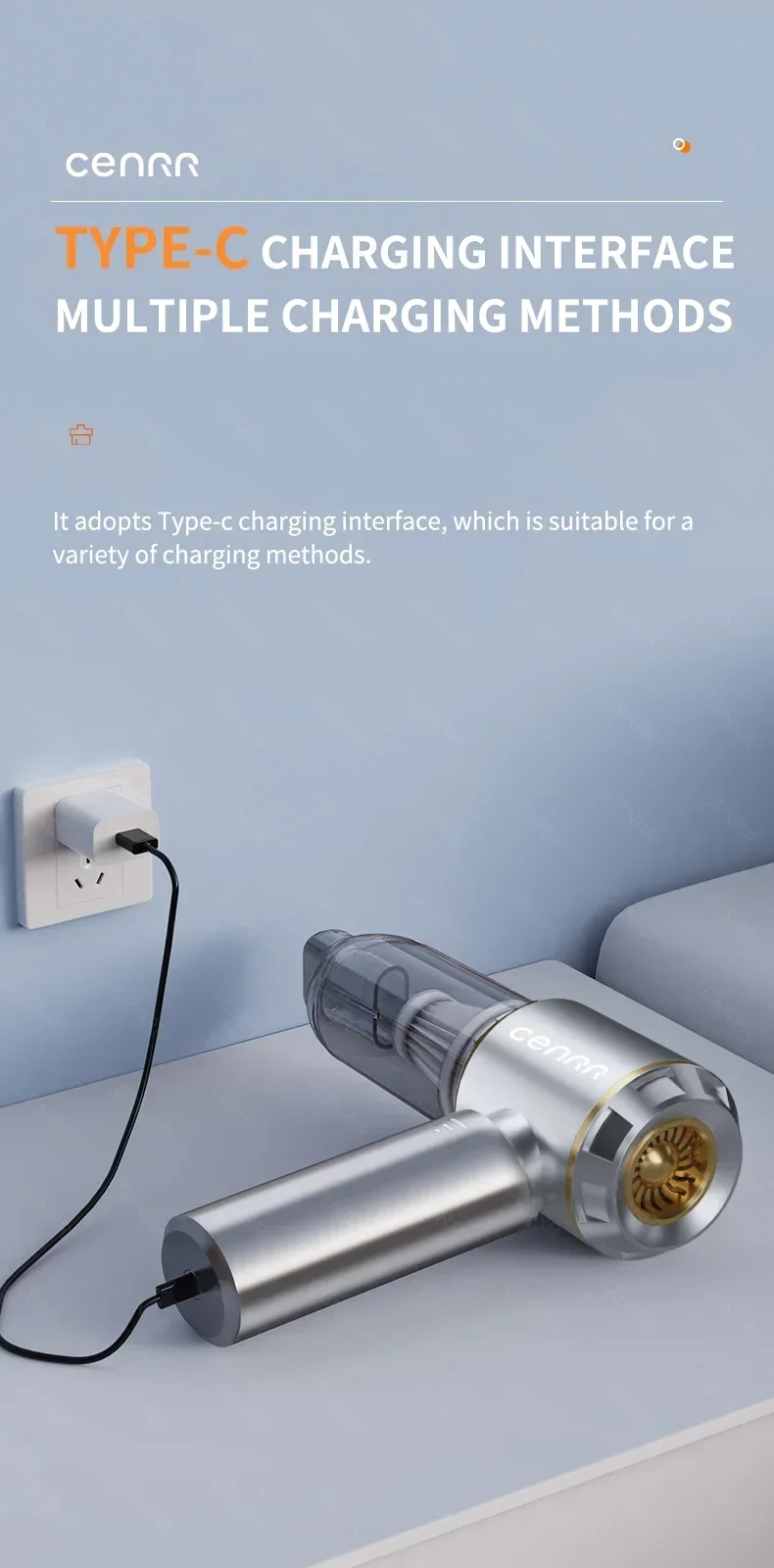 CENRR 360000PA Car Vacuum Cleaner Strong Suction Cordless Wireless Cleaner Portable HandHeld Vacuum Cleaner Cleaning Machine
