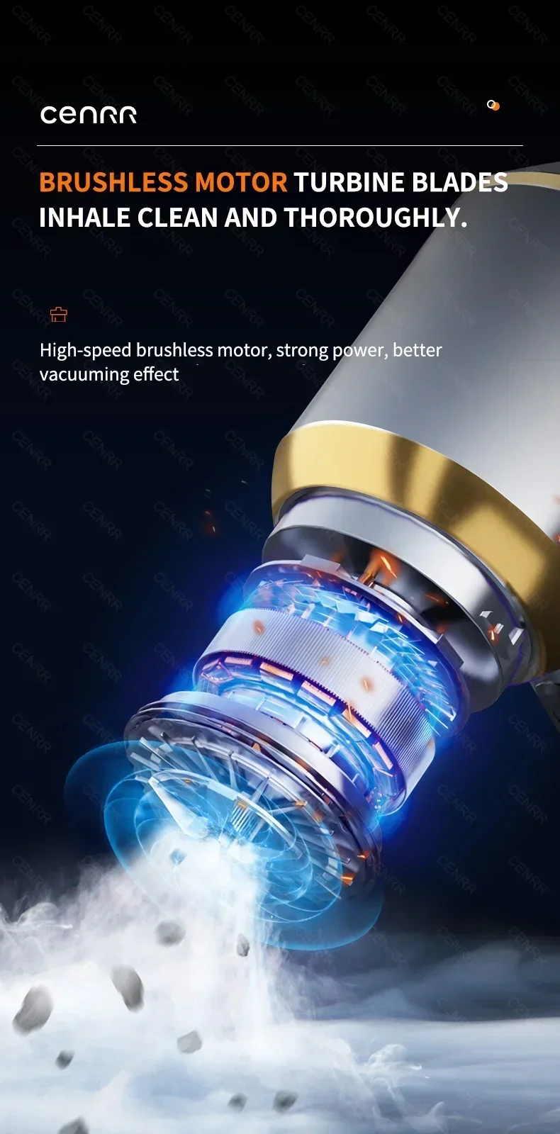 CENRR 360000PA Car Vacuum Cleaner Strong Suction Cordless Wireless Cleaner Portable  HandHeld Vacuum Cleaner Cleaning Machine