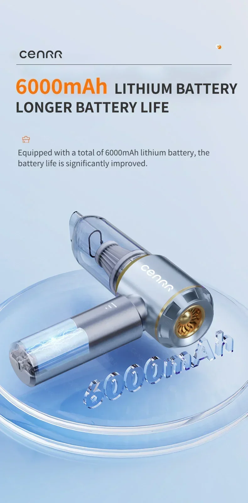 CENRR 360000PA Car Vacuum Cleaner Strong Suction Cordless Wireless Cleaner Portable  HandHeld Vacuum Cleaner Cleaning Machine
