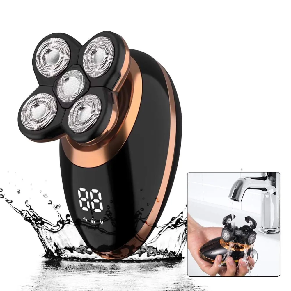 Electric Shaver Electric Razor Rotary Beard Trimmer Rechargeable Shaving Machine for Men Beard Razor Waterproof 5-Blade