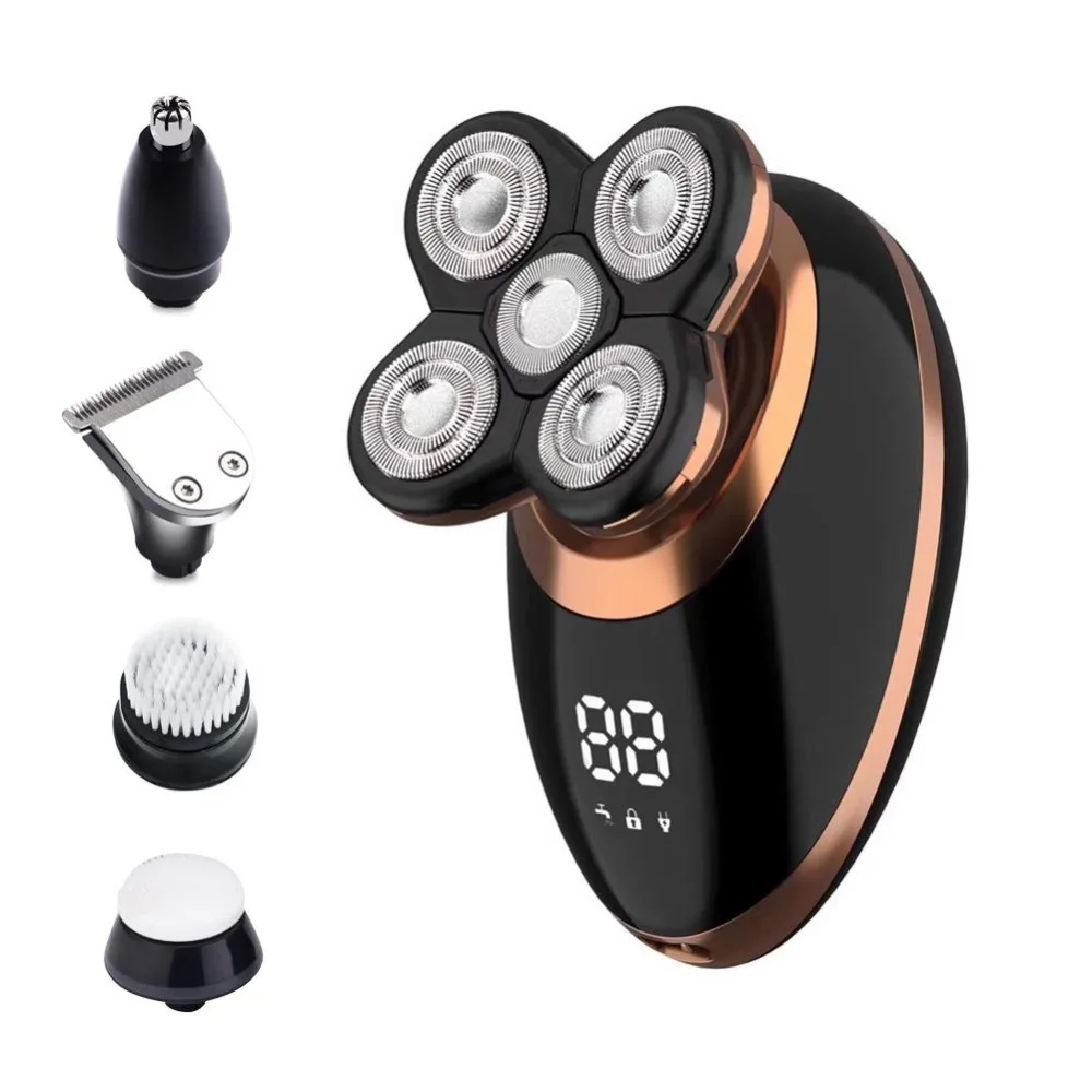 Electric Shaver Electric Razor Rotary Beard Trimmer Rechargeable Shaving Machine for Men Beard Razor Waterproof 5-Blade