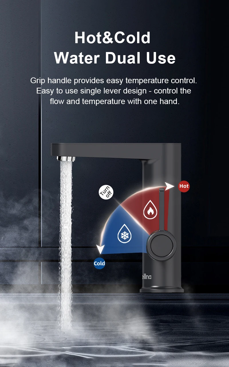 Briwellna Electric Water Heater Hot Water Faucet 2 in 1 Basin Tap Tankless Geyser 220V Instant Water Heater Faucet For Bathroom