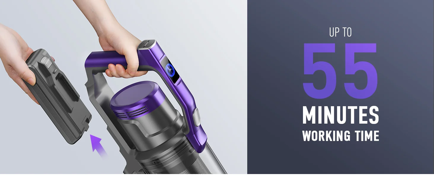 Honiture 450W 33000PA Cordless Vacuum Cleaner Handheld 55 mins Removable Battery Wireless Carpet Pet Hair Smart Home Appliance