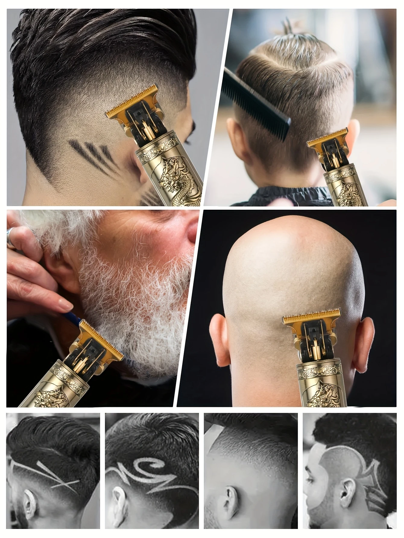 Professional Vintage Hair Clippers and Trimmers Kit, Rechargeable Cordless Haircut & Grooming Set for Men, Beard Trimmer with