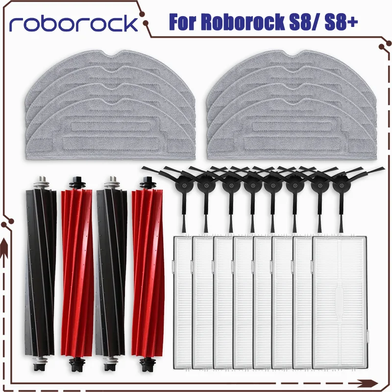 Compatible For Roborock S8 / S8 Plus Replacement Spare Parts Roller Main Side Brush Hepa Filter Mop Cloth Dust Bag Accessories