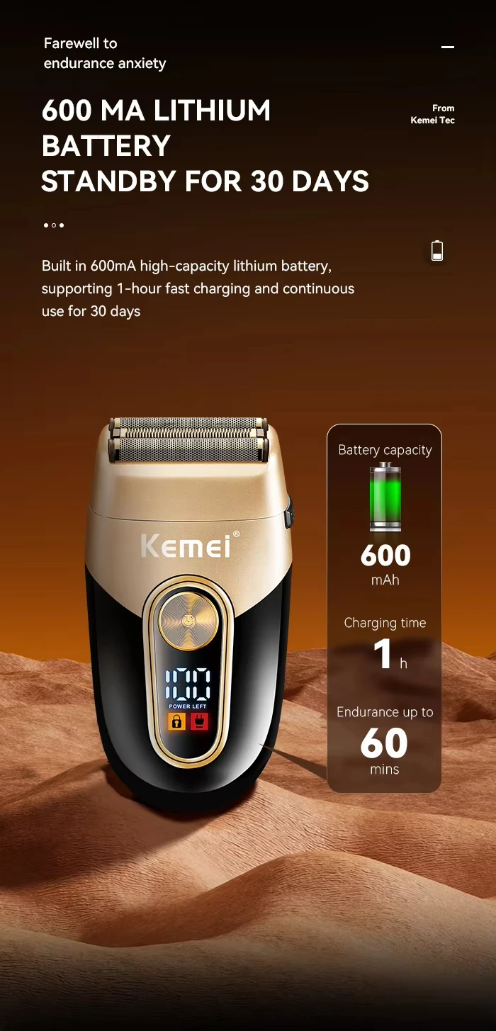Kemei Rechargeable Hair Clippers Kit Professional DLC Blade Electric Trimmer Men Barber Cordless Shaver KM-2242 KM-2351 KM-3209