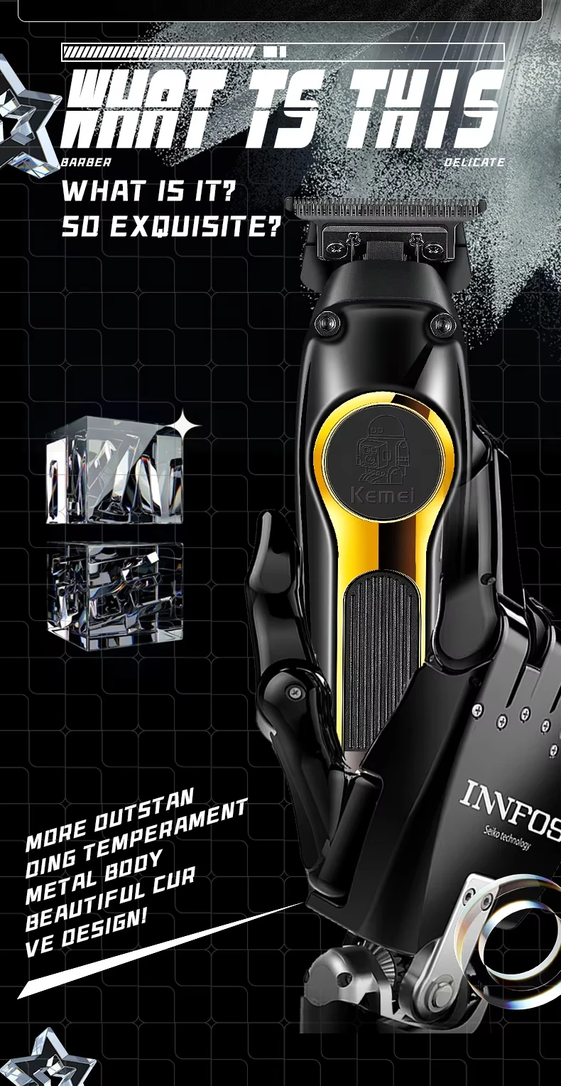 Kemei Rechargeable Hair Clippers Kit Professional DLC Blade Electric Trimmer Men Barber Cordless Shaver KM-2242 KM-2351 KM-3209