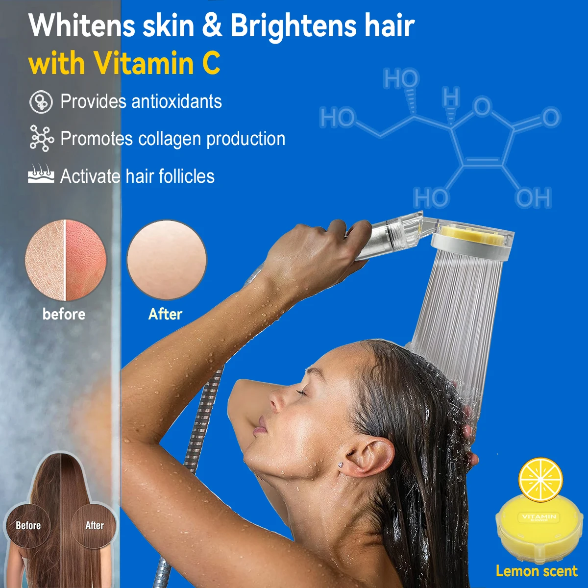 ALTHY Vitamin C Handheld Shower Head Filter,High Pressure SPA Softener Water,Whiten&Moisturizing Dry Itchy Skin,Reduce Hair Loss