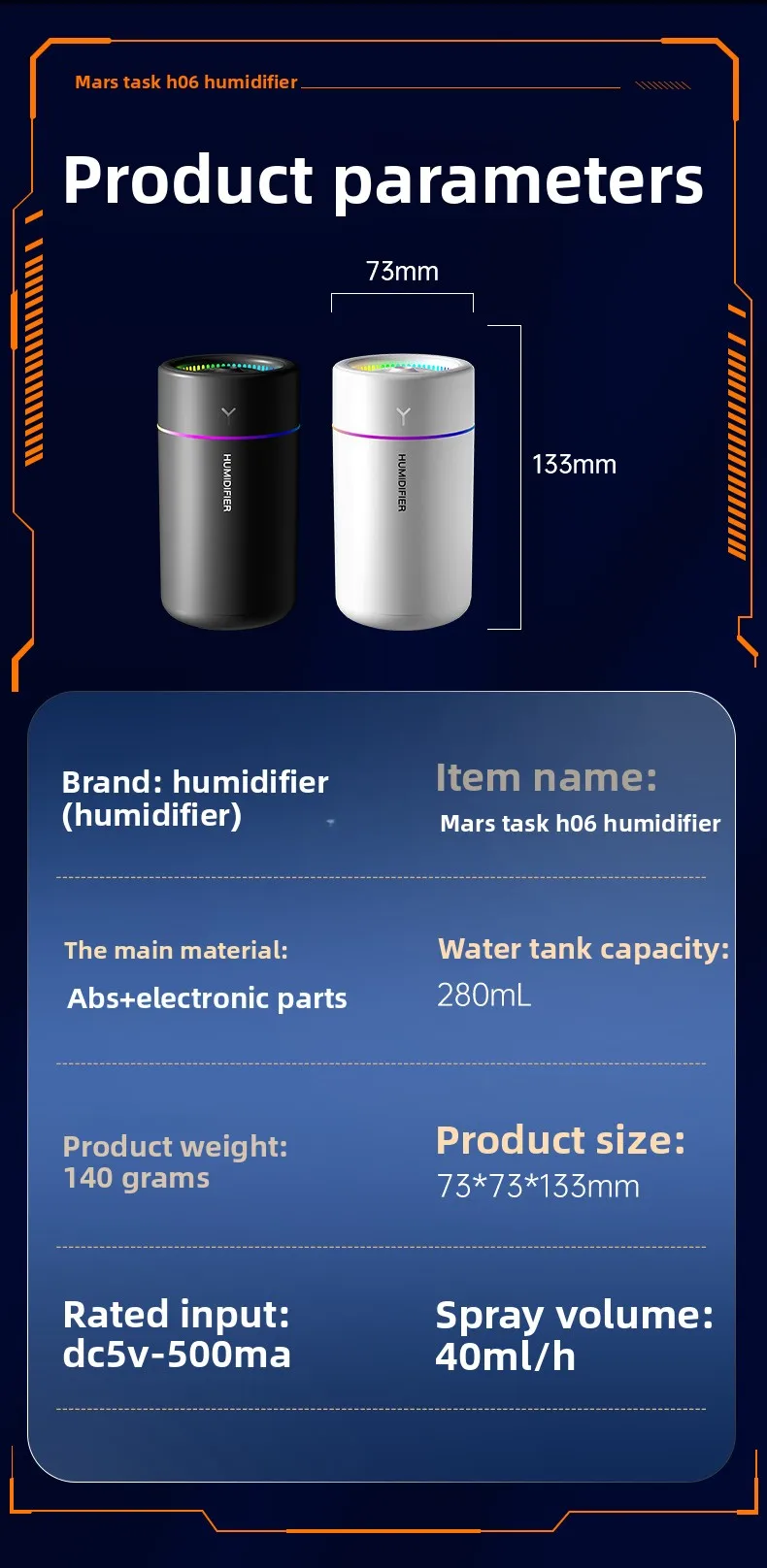 280ML Air Humidifier Large Fog Volume Colorful Atmosphere Light Silent Aroma Diffuser Essential Oils Aromatherapy for Home Car