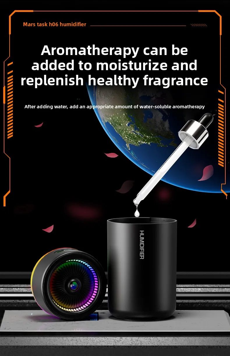 280ML Air Humidifier Large Fog Volume Colorful Atmosphere Light Silent Aroma Diffuser Essential Oils Aromatherapy for Home Car