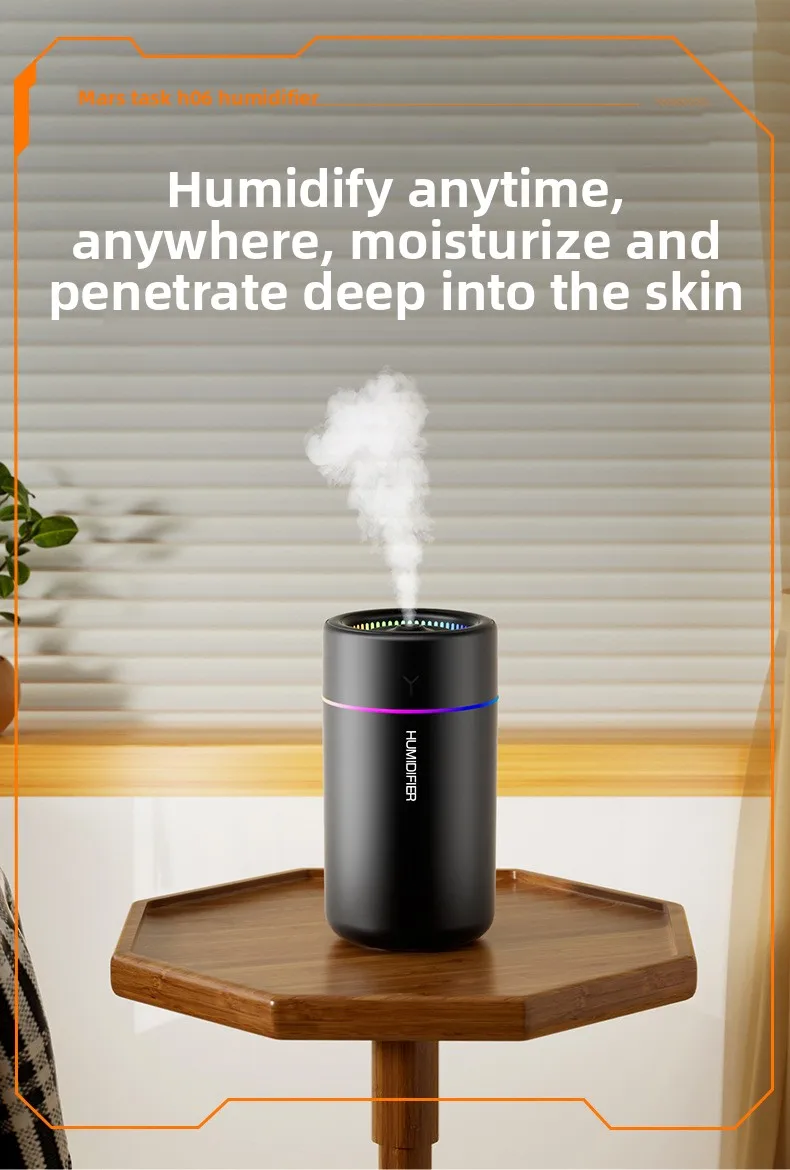 280ML Air Humidifier Large Fog Volume Colorful Atmosphere Light Silent Aroma Diffuser Essential Oils Aromatherapy for Home Car