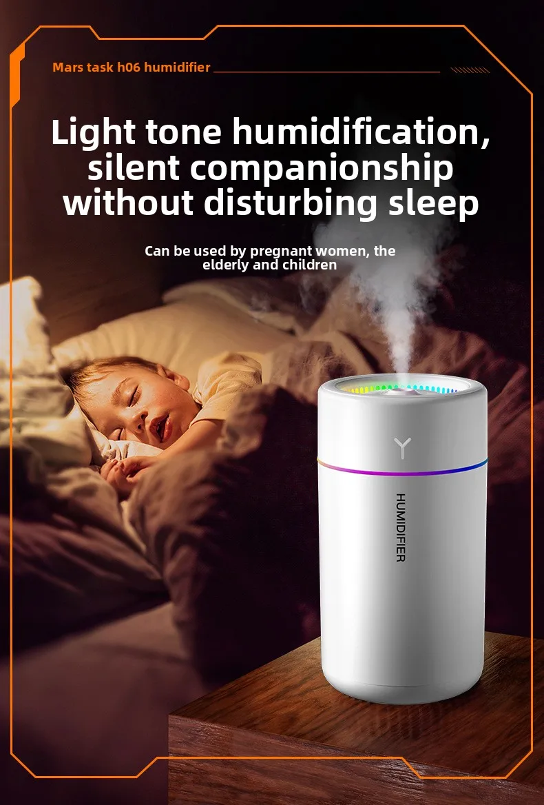 280ML Air Humidifier Large Fog Volume Colorful Atmosphere Light Silent Aroma Diffuser Essential Oils Aromatherapy for Home Car