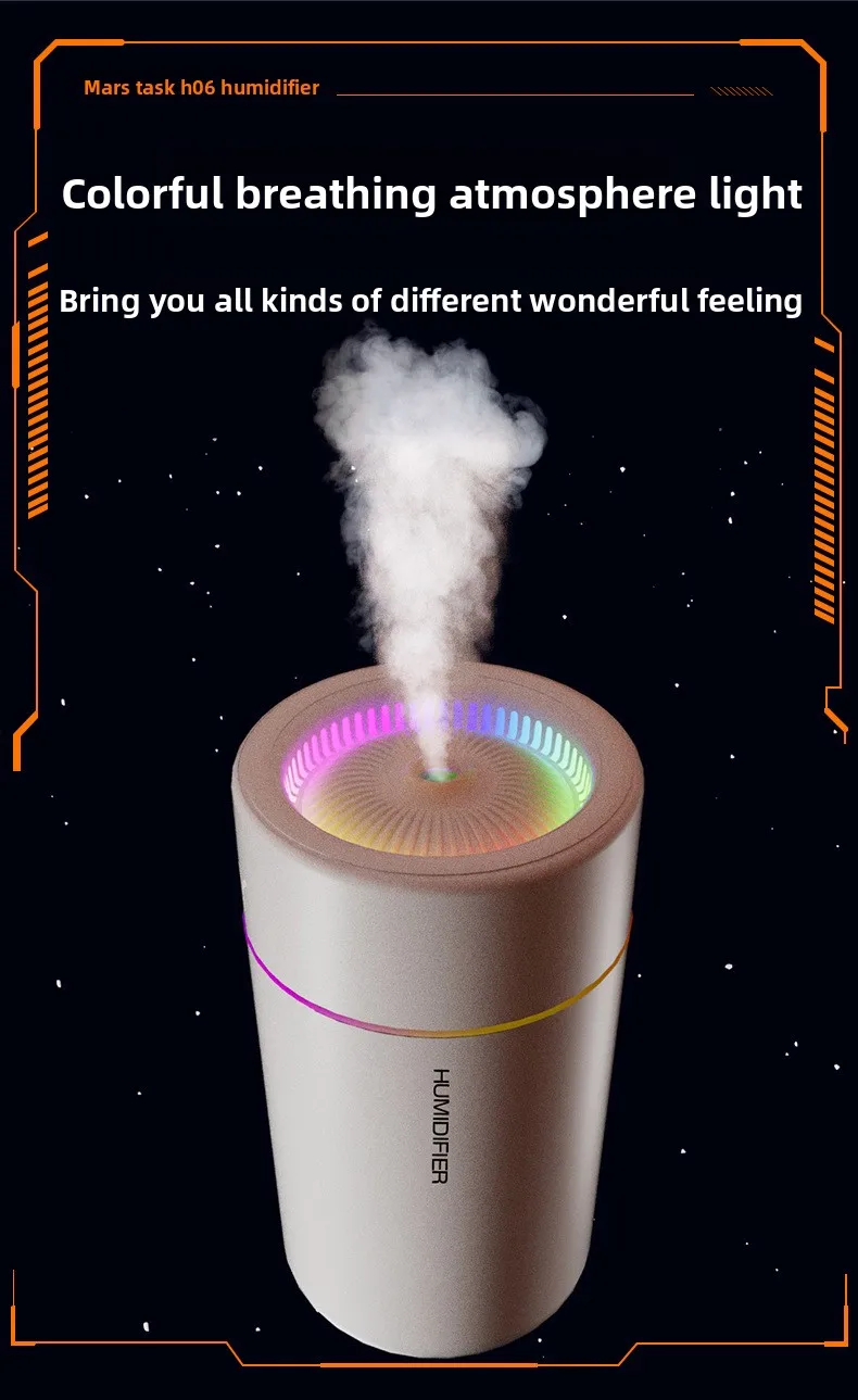 280ML Air Humidifier Large Fog Volume Colorful Atmosphere Light Silent Aroma Diffuser Essential Oils Aromatherapy for Home Car