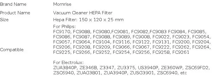 HEPA Filters For Philips FC9170 FC9064 FC9088 / Electrolux ergospace Filter Vacuum Cleaner Accessories Spare Parts Consumables