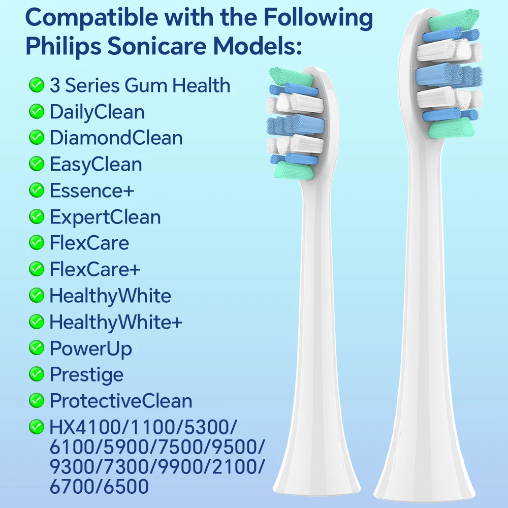 8pcs Replacement Toothbrush Heads Compatible with Philips Sonicare Replacement Electric Brush Head 4100 6500 6100 7500 5300 1100