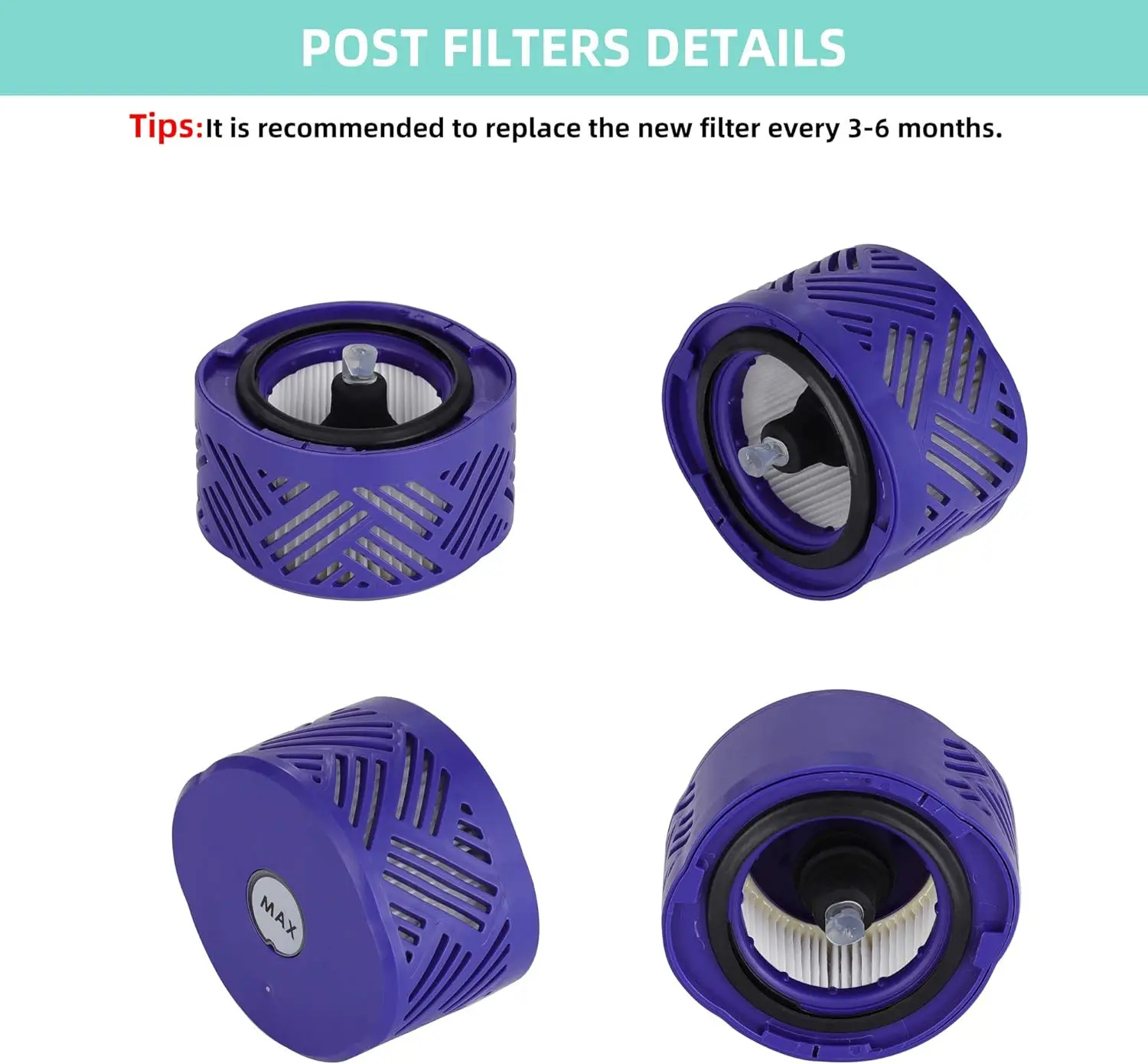 Replacement Filter for Dyson V6 Absolute Total Clean Cordless Stick Vacuum HEPA Filters Compare to Part # 966741-01 & 965661-01