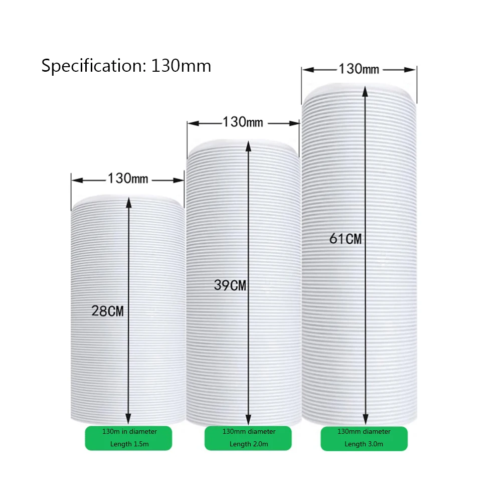 1.5/2M Portable Flexible Conditioner Exhaust Hose Tube 13/15cm Exhaust Pipe Hose Connector Interface for Mobile Air Conditioning