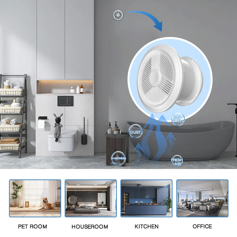 KCvents Wall Mount Exhaust Fan 100/150 mm Reversible with Remote Control for Bathroom, Kitchen, Home, Attic Ventilation Fan