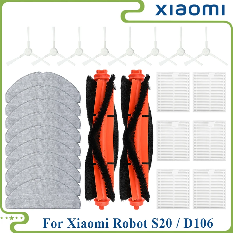 Compatible For ( Xiaomi Robot Vacuum S20 / D106 ) Replacement Parts Accessories Main Side Brush Mop Cloth Filter