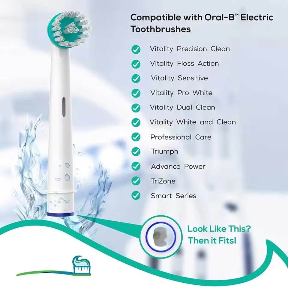 Ortho and Power Tip Brush Heads Compatible with Oralb Electric Toothbrush - Good for Braces, Crowns, Bridges Fit Oral B Pro 1000