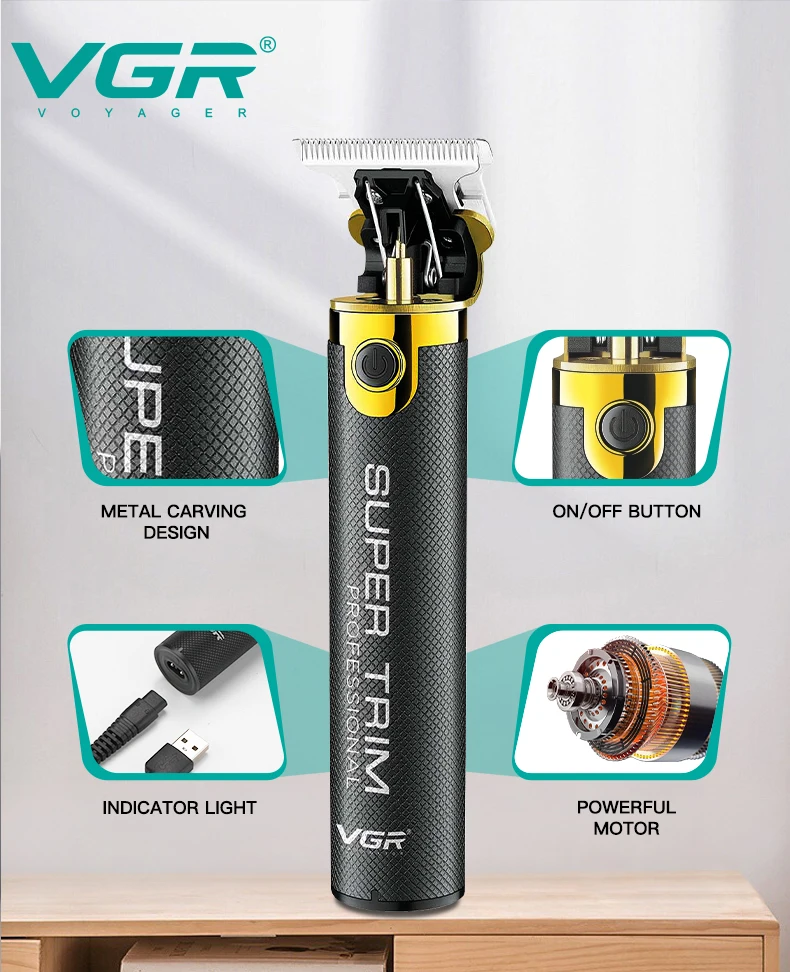 VGR 082 Hair Trimmer T9 Mens Electric Hair Clipper Professional Hair Cutting Machine T9 Metal Shell Barber Trimmer for Men