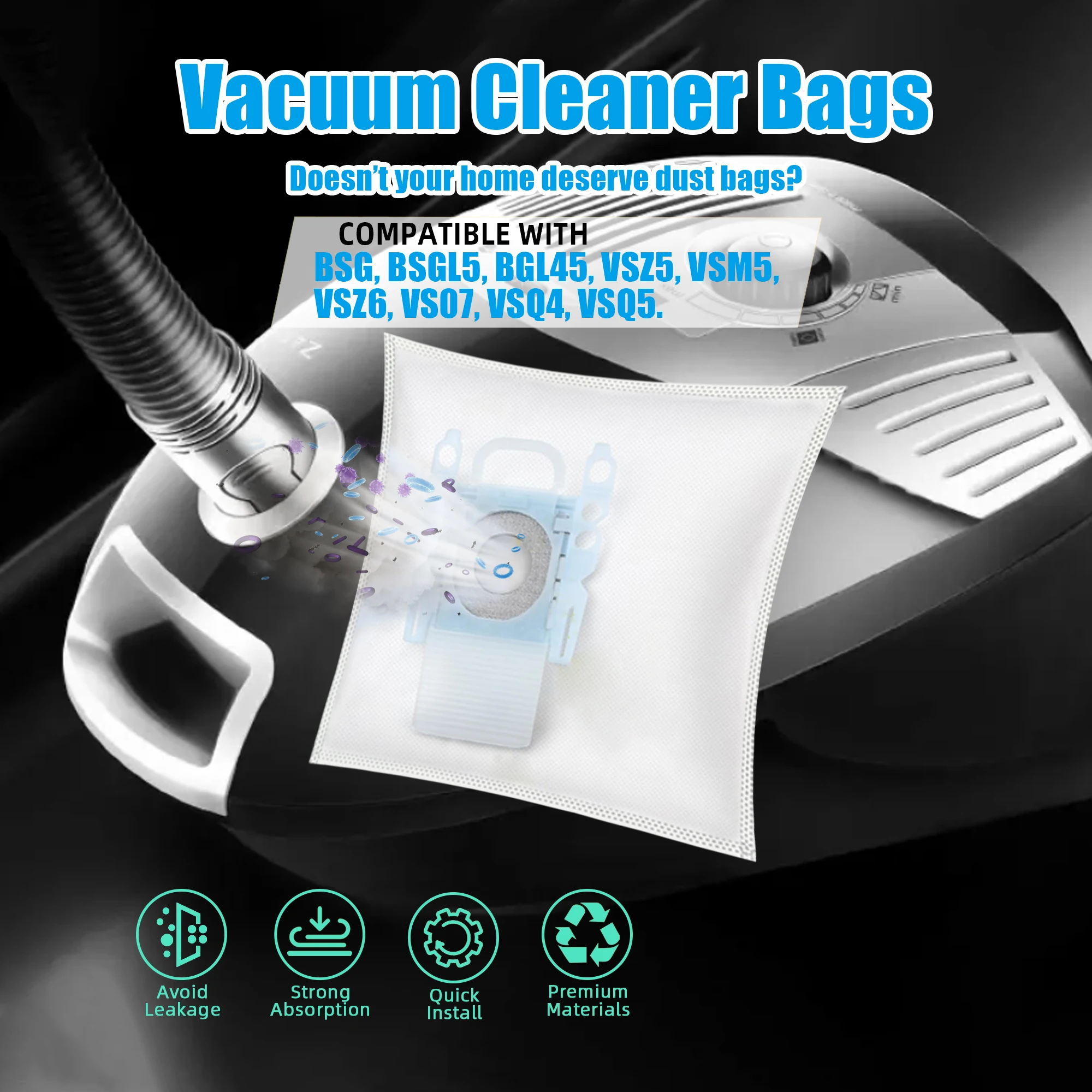 6/10 Vacuum Cleaner Bags for Bosch Type G/MegaFilt Super Tex BBZ41FG 468383, Bosch BSG6, BSG7, BSGL3126GB, GL30, VS