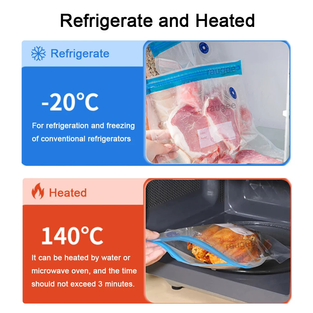 Food Vacuum Bags Reusable Vacuum Packaging Bags 10pcs BPA-Free Vacuum Sealing Air Valve Bag Food Storage Fresh Keeping Bags