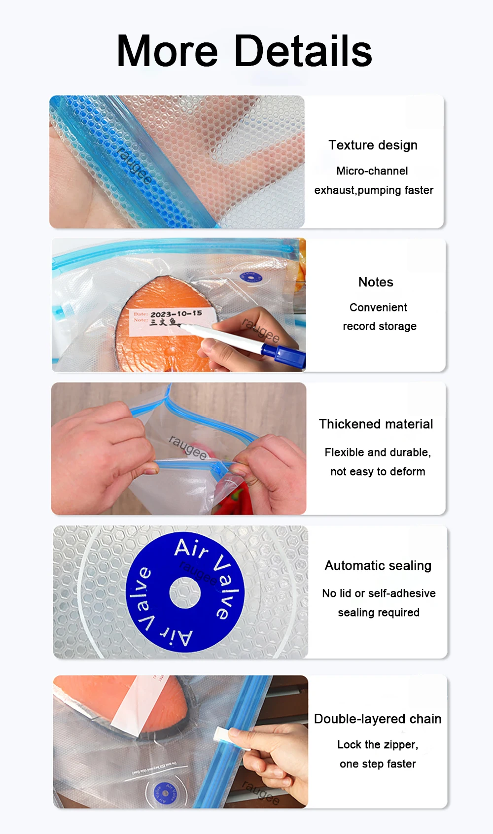 Food Vacuum Bags Reusable Vacuum Packaging Bags 10pcs BPA-Free Vacuum Sealing Air Valve Bag Food Storage Fresh Keeping Bags
