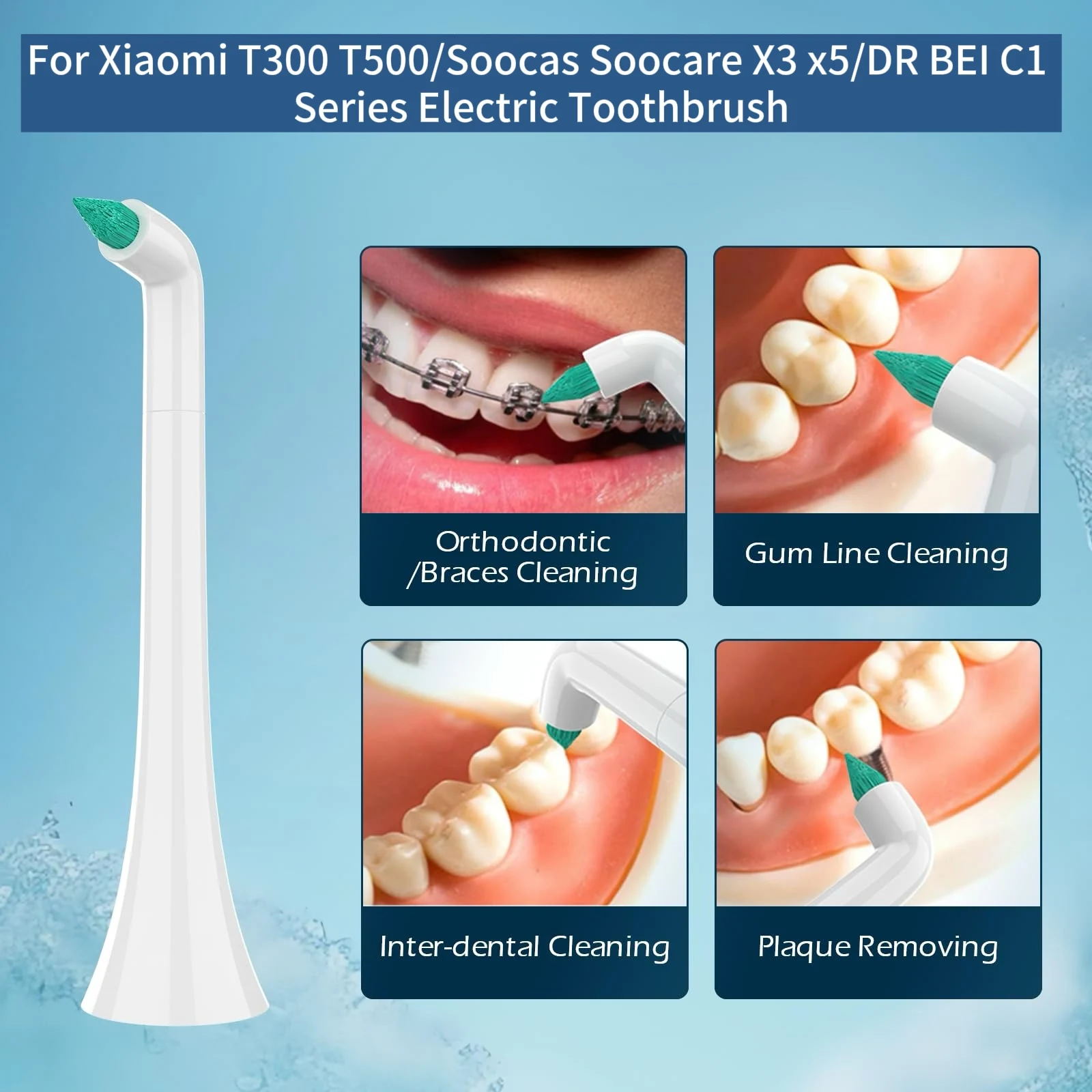Interdental Replacement Toothbrush Heads for Xiaomi T300 T500 Soocas Soocare X3 X5 DR BEI C1 Series Electric Toothbrush Nozzles