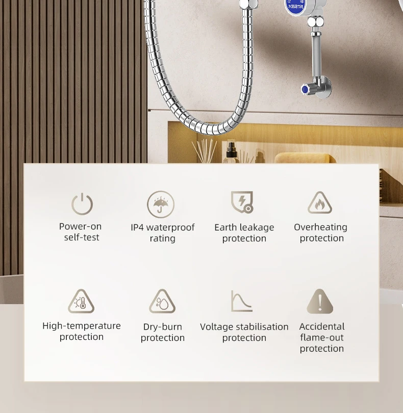 Smart Inverter Electric Water Heater Instant Water Heater Fast Heating Shower Instant Heating Water Heater LED Touch Controls