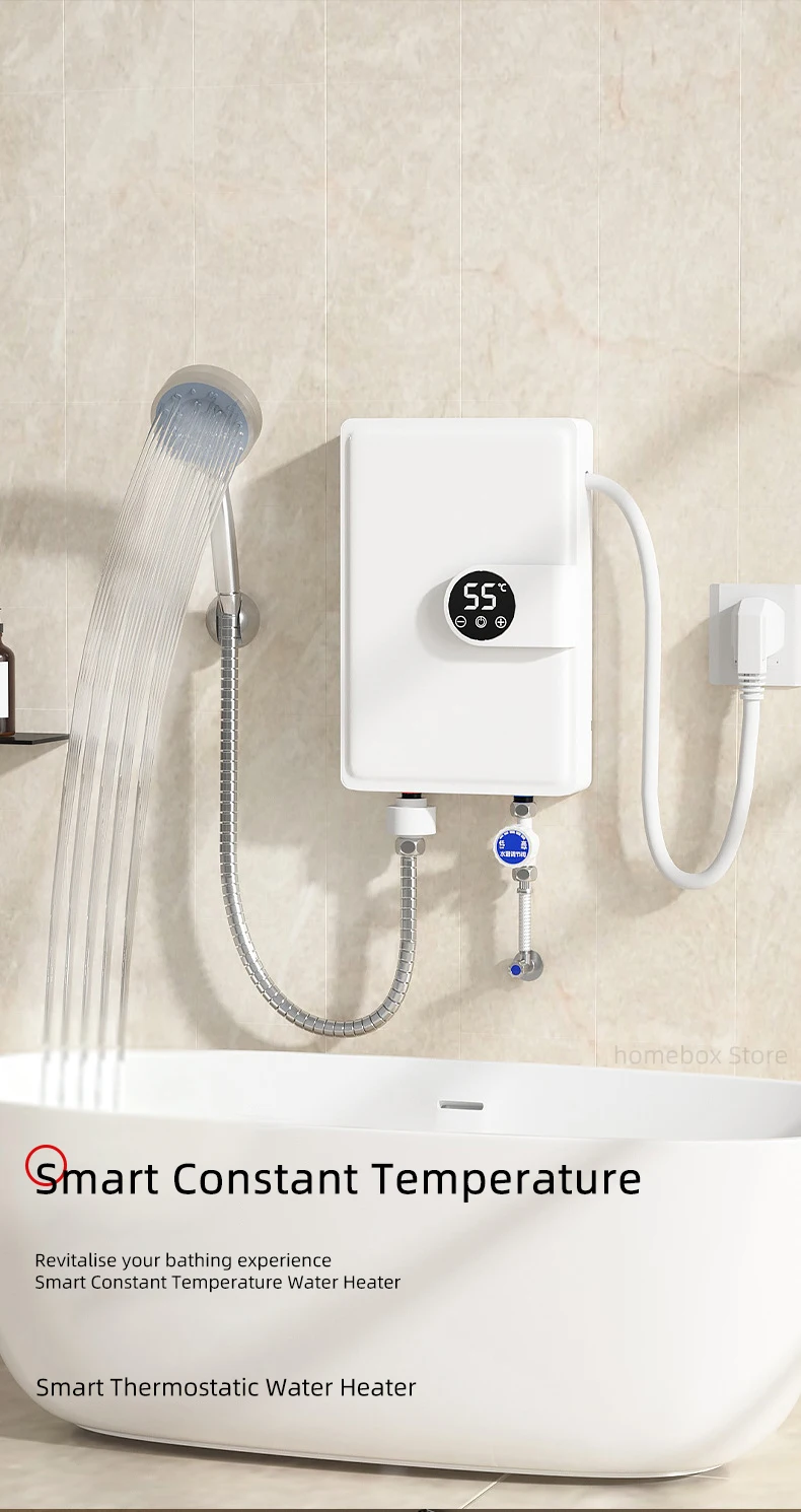Smart Inverter Electric Water Heater Instant Water Heater Fast Heating Shower Instant Heating Water Heater LED Touch Controls