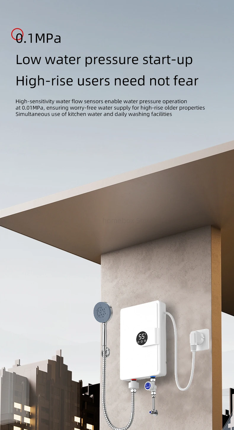 Smart Inverter Electric Water Heater Instant Water Heater Fast Heating Shower Instant Heating Water Heater LED Touch Controls
