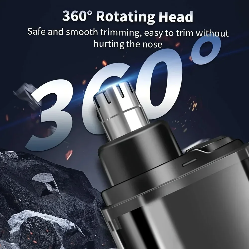 Portable USB Type C Fast Charge Nose & Ear Hair Trimmer Men Precision Cutting Tips Personal Grooming Removal Kit