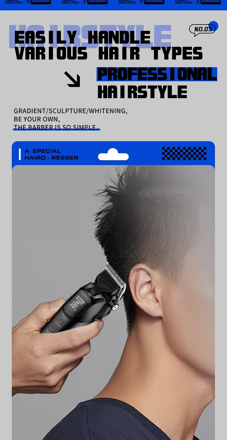 Kemei KM-1858 10W Professional Electric Hair Clipper,KM-264 5W Cordless USB Charging Rechargeable Clippers,Hair Trimmer Kit