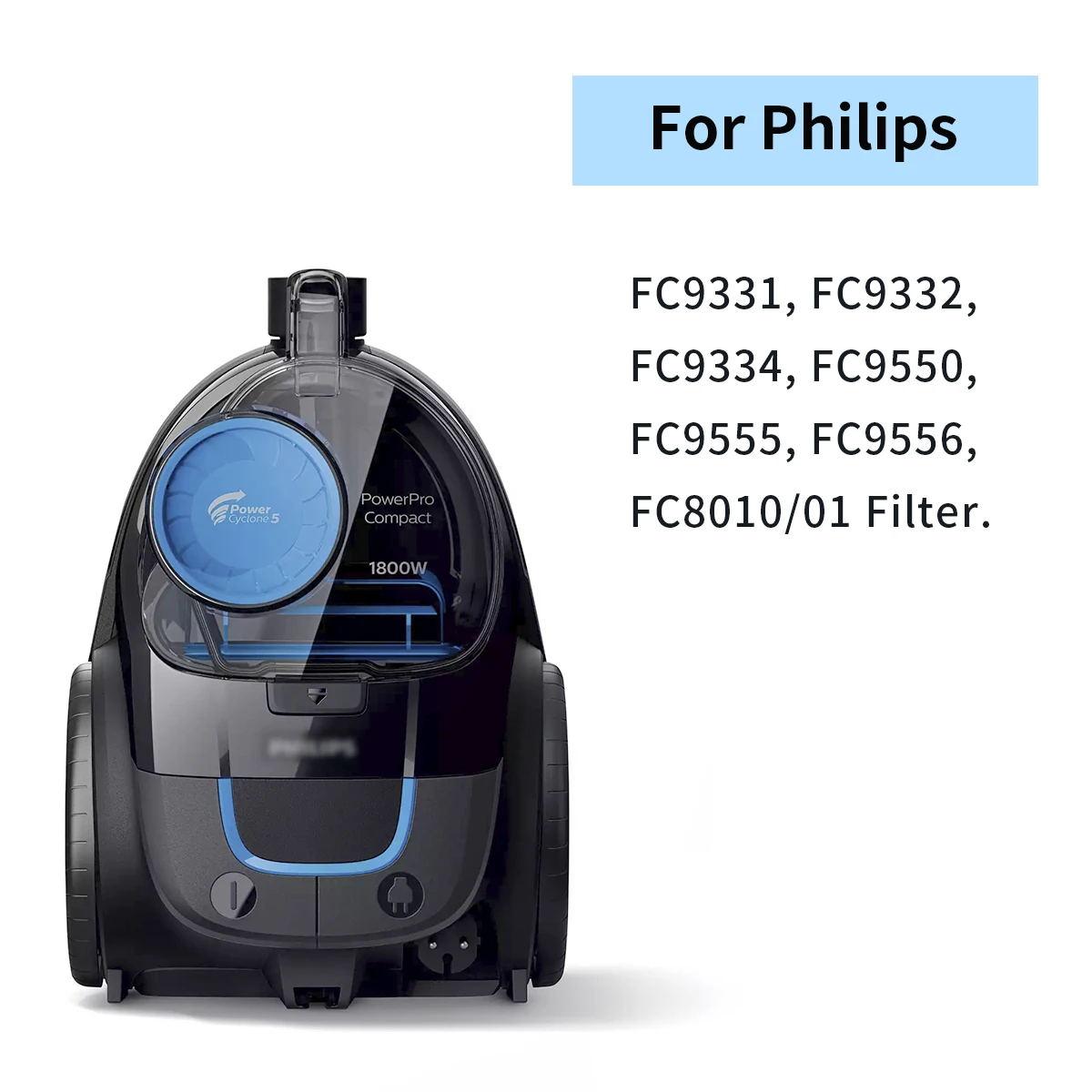 Suitable for Philips Power Pro Compact Vacuum Cleaner FC9330 FC9331 FC9332 FC9333 FC9334 FC9555 FC9550 HEPA Filter