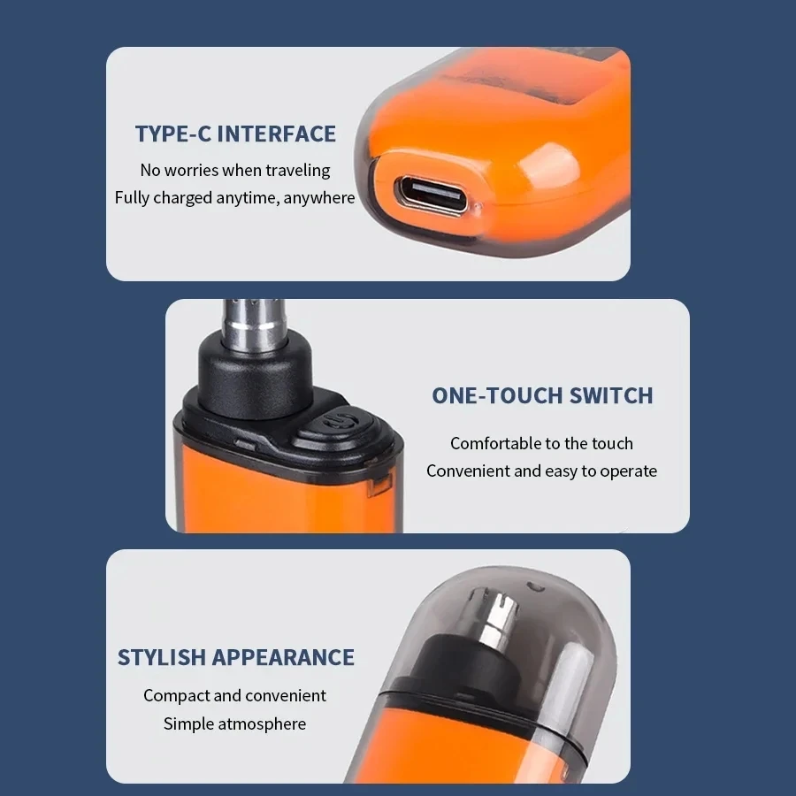 2 In 1 Portable Electric Nose Hair Trimmer USB charging Nose Ears Hair Eyebrow Trimmer for Men Rechargeable Painless set