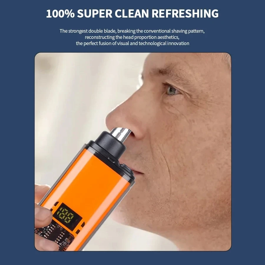 2 In 1 Portable Electric Nose Hair Trimmer USB charging Nose Ears Hair Eyebrow Trimmer for Men Rechargeable Painless set