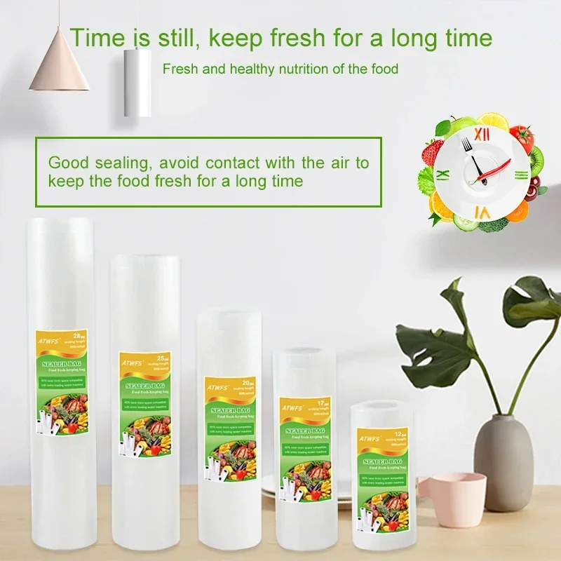 Vacuum Bag Packaging Food Vacuum Sealer Bags for Food Storage Keep Products Fresh Bag 12/17/20/25/28cm*500cm 1 Roll